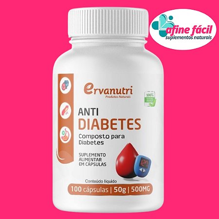 Anti Diabetes Composto Ervanutri com 100 Cápsulas