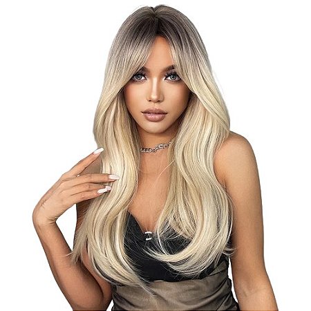 REPOSIÇÂO - Wig Gabi com Ombre Louro Blond Feminina