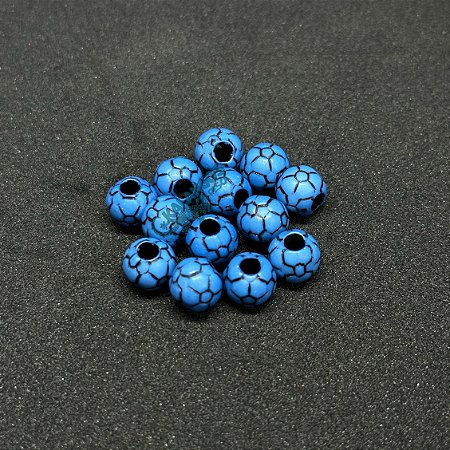 Miçanga Bolinha de futebol azul da Kalangos (10 unidades)