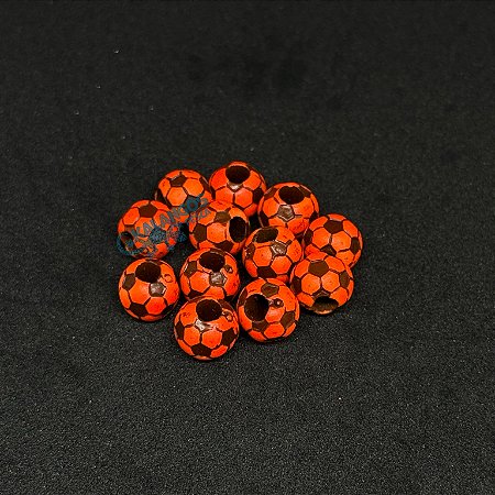 Miçanga bolinha de futebol laranja fluorescente da Kalangos (10 unidades)