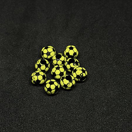 Miçanga bolinha de fut amarela fluorescente da Kalangos