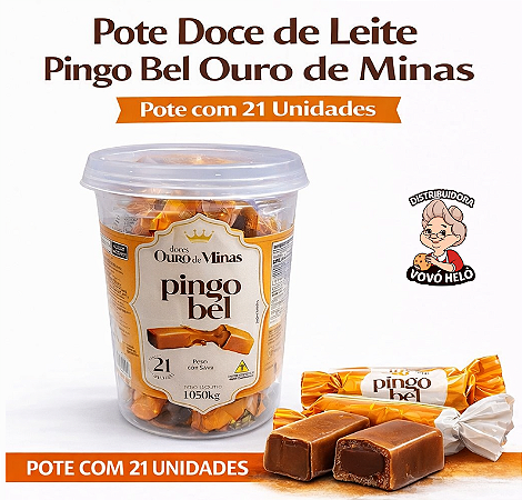 Doce de Leite Pingo Bel Ouro de Minas - Pote com 21 Unidades