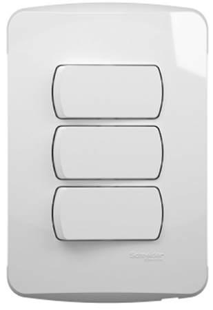 CONJUNTO 3 INTERRUPTORES SIMPLES 10A 250V BRANCO MILUZ S3B62210