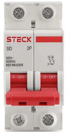 Disjuntor Bipolar 32A Mini 3KA 230400VCA C SDD62C32 Steck