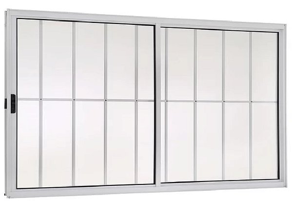 Janela Correr 2 Folhas Com Grade Branco Linha Modular Várias Medidas