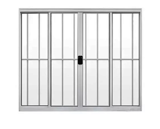 Janela Correr 4 Folhas Com Grade Branco Linha Modular Várias Medidas