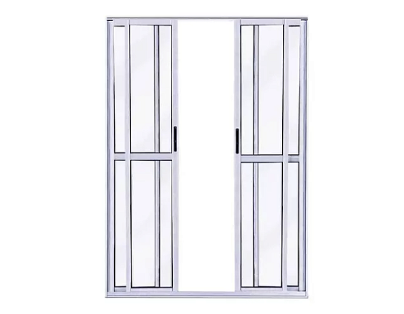 Porta Balcão 4 Folhas Alumínio Branco Linha 25 Várias Medidas