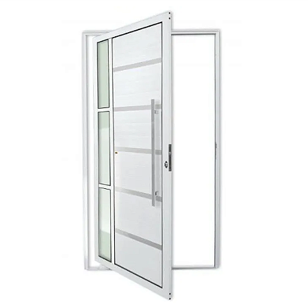 Porta Lambril Alumínio Branco Com Frisos e Puxador Redondo