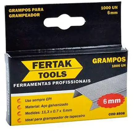 Grampo Para Grampeador 06Mm C/1000Pcs 8506 Fertak