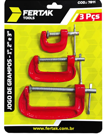 Jogo Grampo Tipo C 1"/2"/3" 7811 Fertak
