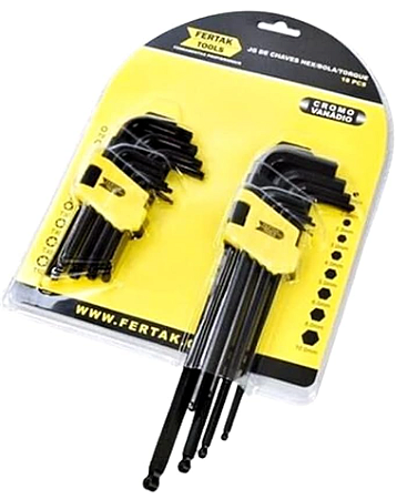 Jogo Chave Torque/Hex/Bola 18 Pcs 2413 Fertak