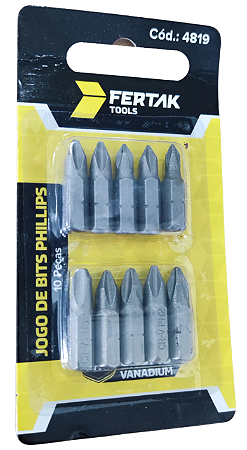 Jogo Bits Phillips 10Pcs Crv 25Mm 4819 Fertak