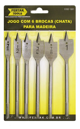 Jogo Broca Chata P/ Madeira 6Pcs 1201 Fertak