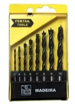 Jogo De Brocas 3 Pontas Madeira 8Pcs 1204 Fertak