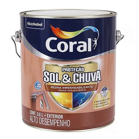 RESINA SOL&CHUVA INCOLOR 3,6L CORAL