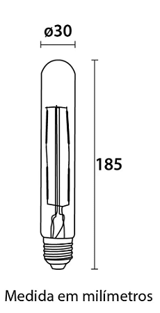 LAMPADA FILAMENTO LED 4W 2200K E27 TUBO BLUMENAU