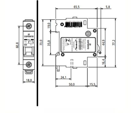 DISJUNTOR 20A BIPOLAR DIN 0020.21 SOPRANO