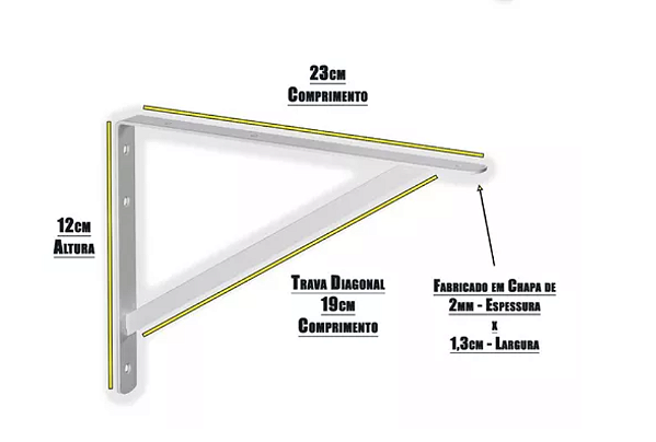 Cantoneira Mao Francesa 25Cm Branca 12Pc Dois M