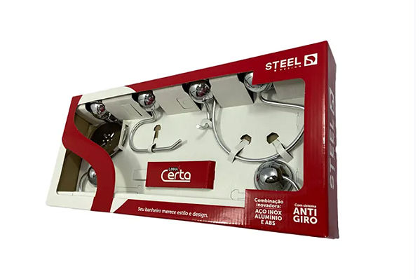 KIT ACESSORIOS 5PCS CERTA CROMADO K5CE STEEL