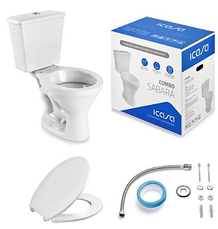 COMBO BACIA C/CX ACOPLADA SABARA KIT BRANCO CBSRA000 ICASA