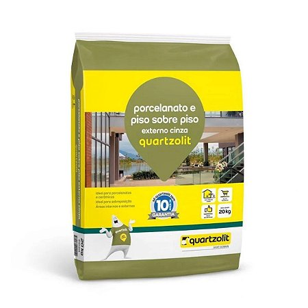 Argamassa Porcelanato E Piso Externo 20Kg Quartzolit