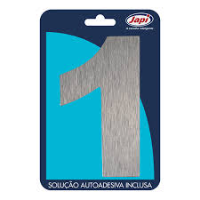 Algarismo 1  Residencial Prata Escovado 12,5Cm N1Mpc Japi