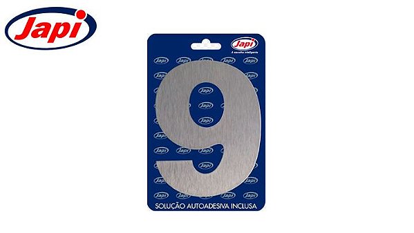 Algarismo 9 Residencial Prata Escovado 12,5Cm Japi