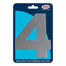 Algarismo 4 Residencial Prata Escovado 12,5Cm N4Mpc Japi