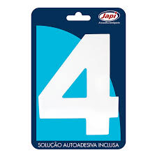Algarismo 4 Residencial Branco 12,5Cm Japi