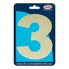 Algarismo 3 Residencial Ouro Escovado 12,5Cm N3Moc Japi