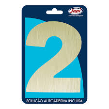 Algarismo 2  Residencial Ouro Escovado 12,5Cm N2Moc Japi