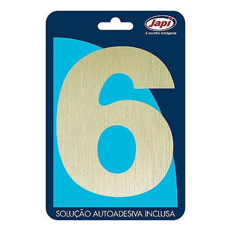 Algarismo 6 Residencial Ouro Escovado 12,5Cm N6Moc Japi