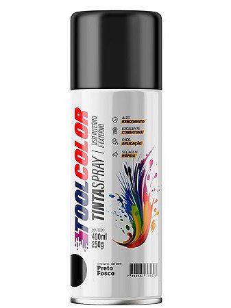 Tinta Spray 400Ml Preto Fosco Toolcolor