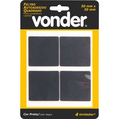 Feltro Adesivo Preto Quad. 50Mm C/4 Vonder