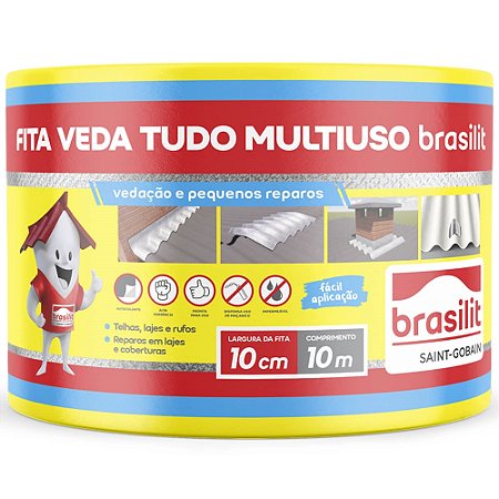 Fita Aluminio Veda Tudo 10Cm X 10M 080200089 Brasilit