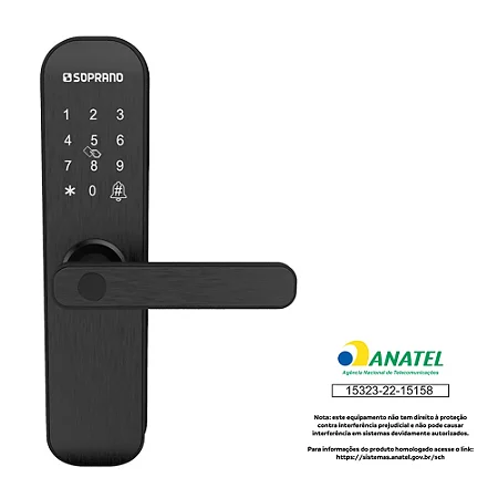 Fechadura Digital Eletrônica de Embutir Preta FEB505 Soprano