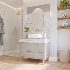 Painel Espelheira para Banheiro Gales 90cm Platina/Calacata MGM - 32461