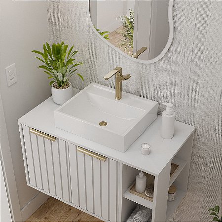 Armário Gabinete para Banheiro Noruega 61,3cm Branco MGM - 31607