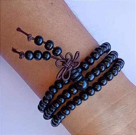 Japamala 108 contas - Madeira Sândalo cor Preto