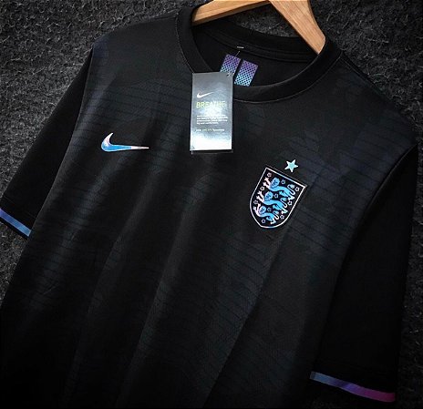 CAMISA DE TIME INGLATERRA PRETA SÍMBOLO REFLETIVO