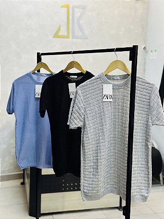 Camiseta Tricô Básica Zara Masculina