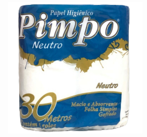 PAPEL HIGIÊNICO NEUTRO PIMPO 4 ROLOS 30 M