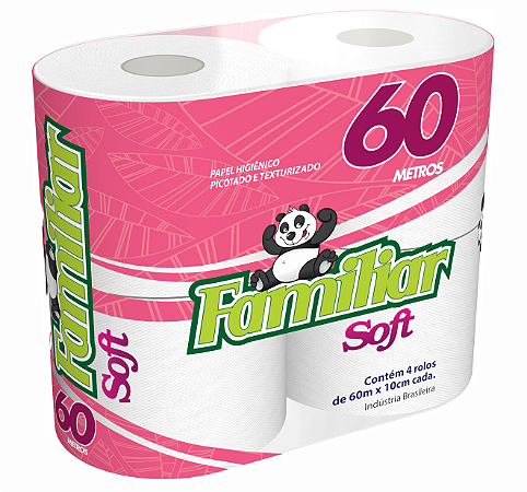 PAPEL HIGIÊNICO FAMILIAR SOFT 60M C/ 4UN