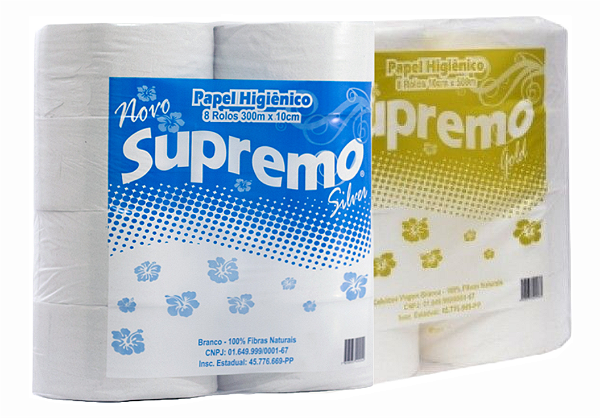 PAPEL HIGIÊNICO SUPREMO SILVER 300/GOLD 500MT