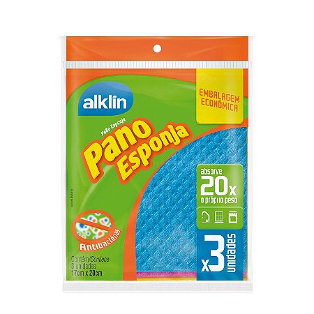 PANO ESPONJA ALKLIN C/ANTI-BACTERICIDA 17X20 CM