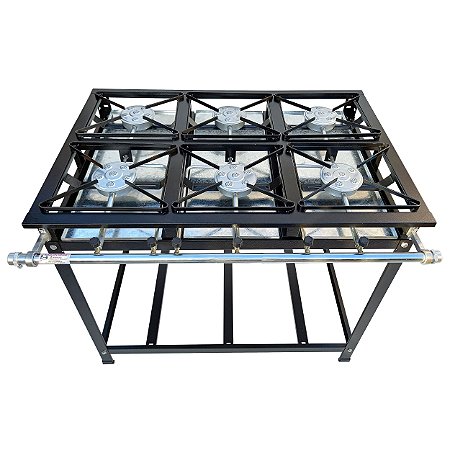 Fogão Industrial Alta Pressão 6 Bocas 30x30 Caulim Reforçado