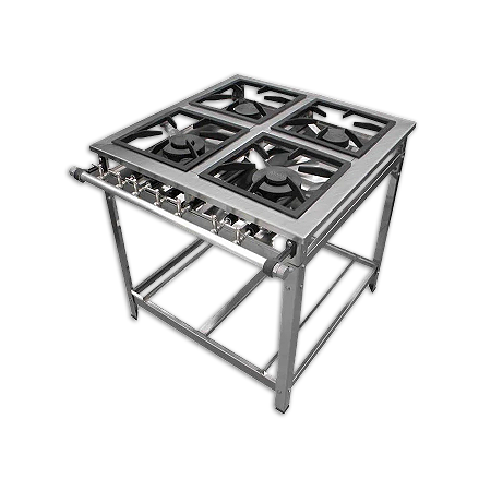 Fogão Industrial 4 Bocas Alta Pressão Inox Reforçado