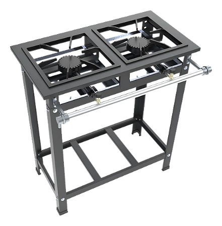 Fogão Industrial 2 Bocas Baixa Pressão 30x30 1 QS 1 QD