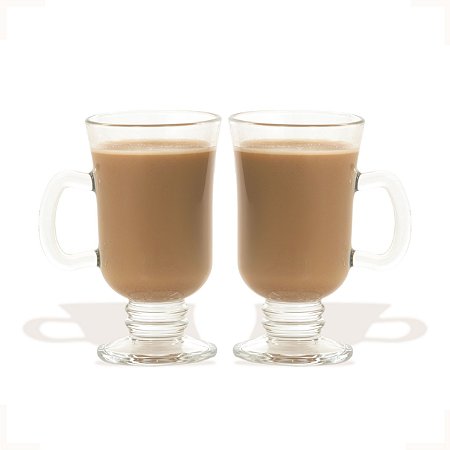 Jogo 2 Canecas Taça Xícara De Cappuccino Café Chocolate 250ml Vidro