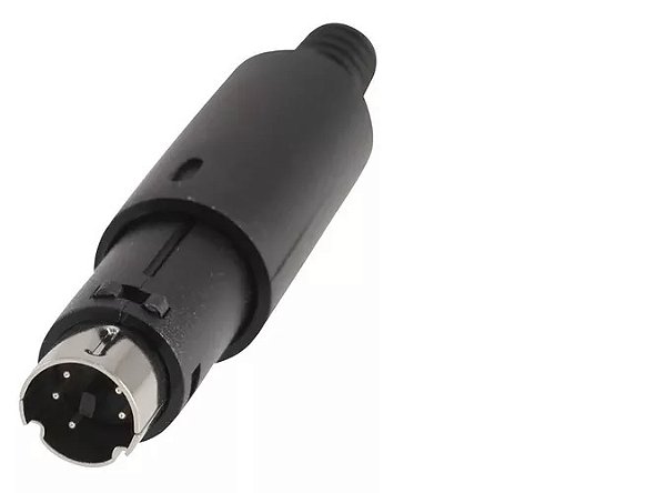 Conector 5 Pinos Padrão Mini Din Macho Lado Cabo